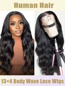 36英寸无胶真人发假发，波浪卷蕾丝前假发，女士款，圣诞装饰，女士圣诞礼物。长款无胶蕾丝前假发，预先拔毛，自然发际线和婴儿发。13x4波浪卷假发，波浪卷蕾丝前假发，真人发预剪，13x4透明蕾丝前假发，预先拔毛，180%密度，8-36英寸（波波头假发8-16英寸）。 - 自然色&黑色系 - 查看 2