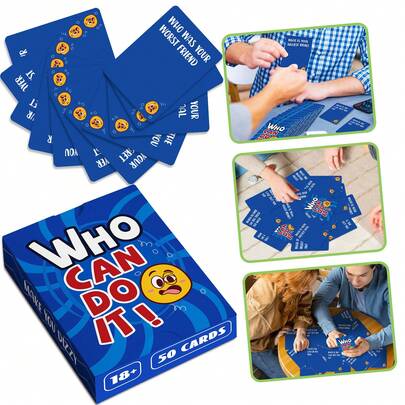 50pcs New 2025 Who Can Do It? Card Game, Tabletop Game For Family Gathering, Team Building, Party, Birthday Gift, Christmas Gift, Halloween Gift, Perfect Gift