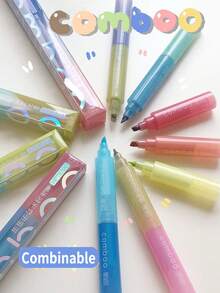 Stackable Soft-Tip Fluorescent Pens, Portable Colorful Highlighter Pens For Journaling, Students, Coloring, Stress Relief