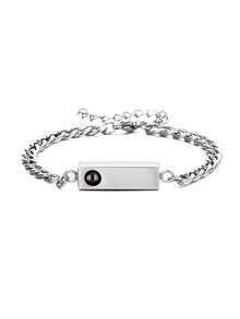 Pulsera de proyección de foto personalizada, pulsera de eslabón cubano de acero inoxidable con nombre personalizado, regalo de pareja para el Día de San Valentín - Multicolor - Ver 11