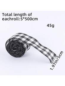 1 buc, 19,7 inch Panglică de Crăciun din in Accesorii DIY Panglică în carouri alb-negru Decorațiune de atmosferă de Crăciun Decorațiune Chingă Decorațiune de casă Nuntă În aer liber Petrecere de ziua de naștere Aranjament de atmosferă Recuzită Decorațiuni de Crăciun Decor de cameră de iarnă