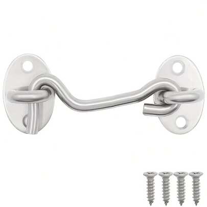 1pc 3/4/8 Inch Premium Stainless Steel Barn Door Lock - Heavy Duty Door Latch, Hook Style Door Latch, Sliding Door Lock, Suitable For Bedroom, Outdoor Windows, Cabinets, Bathroom - Durable, Corrosion Resistant, Easy To Install