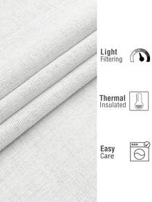 1 件/2 件套仿亚麻纹理窗帘，适用于客厅卧室隐私，质朴粗麻布编织半透明索环顶部滤光窗帘，白色 - 白色 - 查看 3