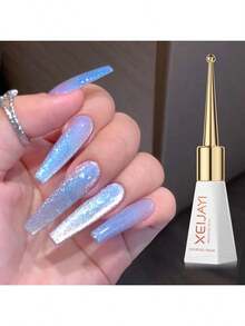 XEIJAYI 1瓶10毫升冰川月光磁性猫眼铬粉变色龙金属指甲闪粉，适用于凝胶指甲油DIY，居家美甲沙龙礼品，女士适用 - 淺藍色 - 查看 7