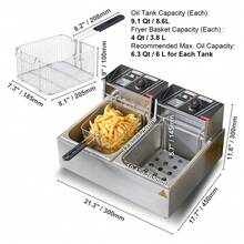 Commercial Electric Deep Fryer, Countertop Deep Fryer, Dual Removable Tanks - 查看 7