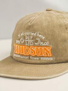 1pc Vintage Washed Embroidered Letter Soft Top Baseball Cap, Retro Style Adjustable Snapback Hat