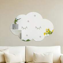Pegatina de pared de espejo acrílico en forma de nube, decoración de pared de fondo para dormitorio y sala de estar