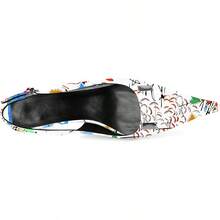 Women's Pointed Toe Slingback Heels Metal Buckle Ankle Strap Kitten Low Heel Pumps 2 Inch Stylish Retro Women Shoes-20256688 - Graffiti bằng sáng chế màu trắng - Xem 6