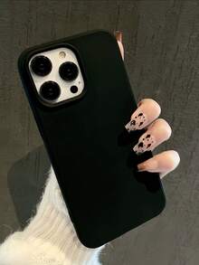 1pc Black Solid Color TPU Phone Case Compatible With IPhone 17 Pro Max, 11/12/13/14 Plus, 7/8 Plus, XR/7/8 Plus, 15 Pro Max, 17 Air, 16 Pro Max, Shockproof Protective Cover - Black - View 2