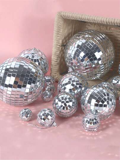 2-10cm Mirror Disco Ball 70s Party Decorations Reflective Hanging Ornaments For Birthday Party Cake Decoration Wedding Supplies,Christmas And Halloween Party Decorations