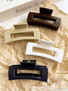 4个/1个 11厘米/4.33英寸 女士柔软硅胶不刮伤发夹，时尚百搭高端优雅简约纯色发爪，适合日常、休闲、派对、通勤、海滩、盘发、马尾辫、洗脸、化妆等场合，冬季发饰，女士头巾冬季发饰优雅发爪夹 - 彩色 - 查看 4