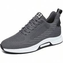 Men Elevator Sneakers Invisible Height Increasing 2.4 Inches Taller Elevator Sports Women Mesh Breathable Outdoor Casual Lace Up Fashion Shoes-2025 - Xám - Xem 6