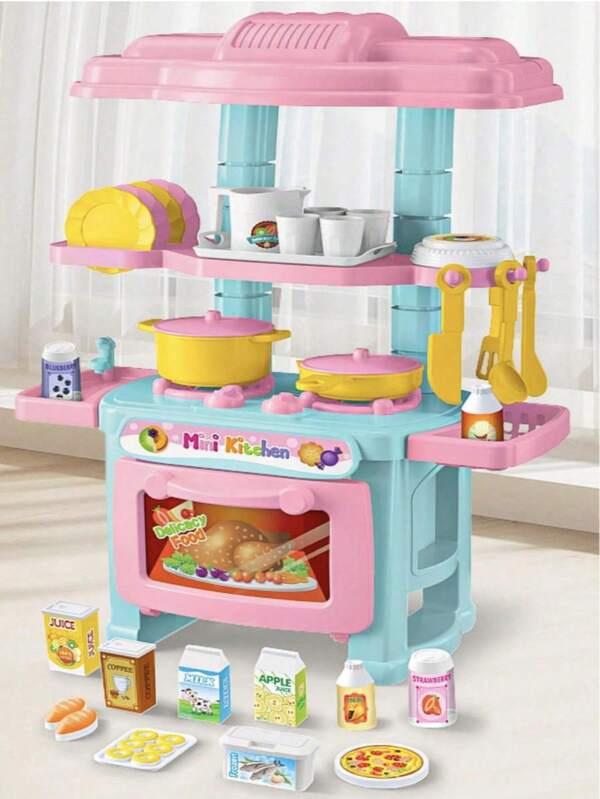 Children's Play Kitchen Toys: Pretend Play Food And Accessories Suitable For 3-6 Years Old Kids, Kitchen Set For Girls And Boys Over 3, Toddler Cooking Play Toys, Including Pots And Pans
