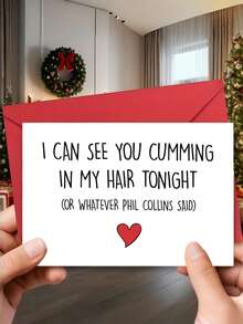 1pc Valentine's Day Card With Envelope - Funny & Sexy Naughty Greeting Card For Husband, Boyfriend, Fiance - Blank Inside For Anniversary, Birthday Or Valentine's Gift