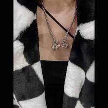 1 chiếc vòng cổ chữ cái sao Thổ rỗng thời trang, dây chuyền áo len, vòng cổ cho cặp đôi, thích hợp cho đám cưới, tiệc tùng, mùa thu/đông - Nhiều màu - Xem 1