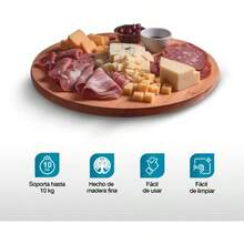 Lazy Susan Giratorio De Madera De Acacia (38 Cm) - Centro De Mesa Organizador, Ideal Como Especiero Y Botanero Para Cocina - 1 - Ver 7