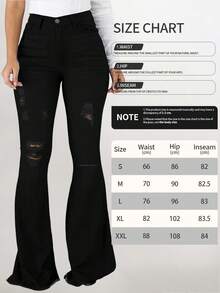 Women's Hip Lifting Jeans, Fashionable High Waisted, Belly Cinching, Perforated Jeans, Flared Boot Jeans - 白色 - 查看 6