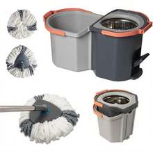 Cubo con Pedal Juego de fregona y cubeta, Cuboíble de fregona, con diseño escurridor y fregona giratoria de 360°, Set de Limpieza de Suelos Uso en húmedo y,Sistema de Limpieza hogar - 1 - Ver 8