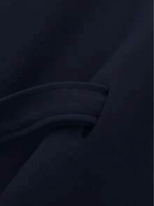 Manteau en laine à boutons devant et ceinture à la taille pour femmes, style décontracté et sortie, manteau d'automne/hiver - bleu indigo - Voir 9
