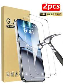 2pcs Tempered Glass Screen Protector, High Definition, Waterproof, Durable, Edge Anti-Shattering, Compatible With Apple 7/8/X/XS/11/12/13/14/15 Pro Max/16 Pro Max/16 Plus/16/16e/17/17 Air/17 Pro/17 Pro Max