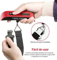 Báscula Digital Portátil para Equipaje con una Capacidad de 110 lbs/50 kg, Superficie Recubierta de Goma, Batería Incluida - Perfecta para Viajar y Pesar Maletas y Bolsas - Rosa - Ver 2