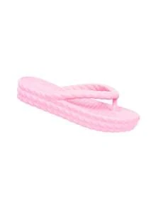 Chinelo Plataforma Trança MID Flatform Moda Praia Piscina Para Dia a Dia Em EVA Casual - Rosa Bebê - Visão 4