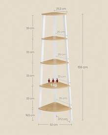 VASAGLE Estantería de Esquina, 4 Niveles, Marco de Acero, para Salón, Dormitorio, Balcón, Industrial, Marrón Rústico y Negro MLLS34XV1 MCET - Marrón Trigo + Blanco Mate - Ver 4