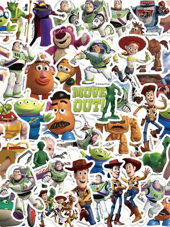 Disney 50张玩具总动员贴纸玩具总动员派对礼品玩具总动员卡通贴纸防水乙烯基贴纸