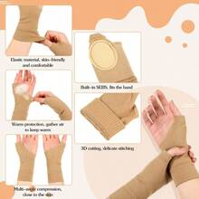 2 Pack 1 Pair, Gel Pad Thumb Fingerless Compression Gloves, Breathable Carpal Tunnel Syndrome Care Joint Support Daily Use Gloves - 棕色 - 查看 3