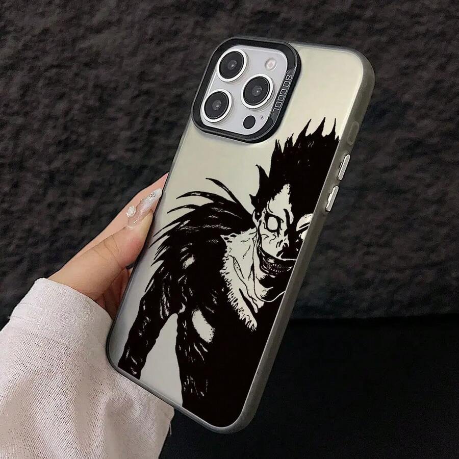 Luxury Anime  Shinigami Ryuk Phone Case Compatible With IPhone 16, 16E, 15, 14, 13, 12, 11 Pro Max, X, XR, XSMAX, 8, 7, E Plus, With A Silver Matte Hard Shell For A Refined And Creative Business - Mixed Color 1 - 查看 1