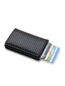 Billetera minimalista ultradelgada con bloqueo RFID para hombres, monedero delgado, portador de tarjetas de aleación de aluminio con botón lateral, soporte para identificación y licencia de conducir, regalo adecuado para adolescentes, casual de verano, al aire libre, deportivo, vacaciones, viajes, graduación, accesorios de vestir, regalos de cumpleaños para hombres, bolso negro - Multicolor - Ver 3