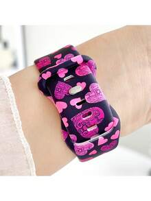 1pc Women's Love Printed Soft Silicone Strap Compatible With Apple Watch Band 38mm 40mm 41mm 42mm 44mm 45mm 49mm (S10 42 )Mm (S10 46)Mm , Pink Soft And Comfortable Replaceable Sports Band Compatible With Iwatch Series 11 Ultra 3 SE3 Ultra 2 S10 SE2 9 8 7 SE 6 5 4 3 2 1Christmas, Mother's Day, Valentine's Day Gift.