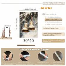 1 szt., płótno ścienne, dekoracje świąteczne, oprawione ozdoby świąteczne, śnieżny zimowy krajobraz, Święty Mikołaj, wystrój świąteczny w stylu rustykalnym, wystrój bożonarodzeniowy w stylu vintage, bałwan, choinka, pociąg świąteczny, dekoracja pokoju bożonarodzeniowego, wystrój salonu