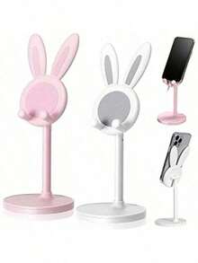 1pc  Rabbit Ear Desktop Phone Holder | Cute Design Adjustable For Watching TV Shows And Live Streaming, Great Desktop Atmosphere Item - 粉色 - 查看 6
