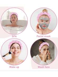 3件套水疗头带、化妆头带、洗脸头带、护肤头带、天鹅绒蓬松海绵头带、泡泡、水疗头带、腕带、女士和女孩发饰套装