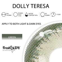 FRESH LADY 1 Cặp Kính Áp Tròng Màu Freshlady Cho Học Sinh Dolly Teresa 14.5mm Kính Áp Tròng Màu Dùng Một Lần Trong 1 Năm - Xanh đậm - Xem 10