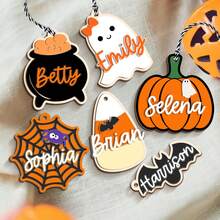 1PC Halloween Basket Tag, Custom Halloween Name Tag For Kid, Boo Basket Tag, Candy Bucket Tag, Trick Or Treat, Personalized 3D Halloween Tag - Multicolor - View 2