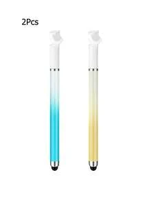 Ombre Color Stylus Pen With Stand, Dual-Tip Capacitive Stylus For Smartphone, Tablet, Video Editing, Drawing, Office Writing