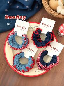 8个/套格纹撞色发圈，打造清新甜美造型，巧妙融合经典格纹图案，红蓝配色活力四射，为整体造型增添层次感和视觉亮点，轻松搭配各种服饰——适合女性和女孩，无论是高马尾、低发髻，还是简单的披散发丝，这些发圈都能轻松应对，是日常造型和头发护理的实用小物。马尾发圈、发圈、橡皮筋、发绳、发带、头饰、运动健身跑步服饰、美容家居发饰 - 彩色 - 查看 9