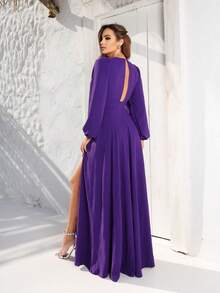 Long V-Neck Dress Lavana Helena NM Nana Marie Simple Elegant Party Fabric Fits Well At The Waist Party Party Wedding Graduation Party Formal & Evening Wedding Guest Prom Graduation Season - 紫色 - 查看 2