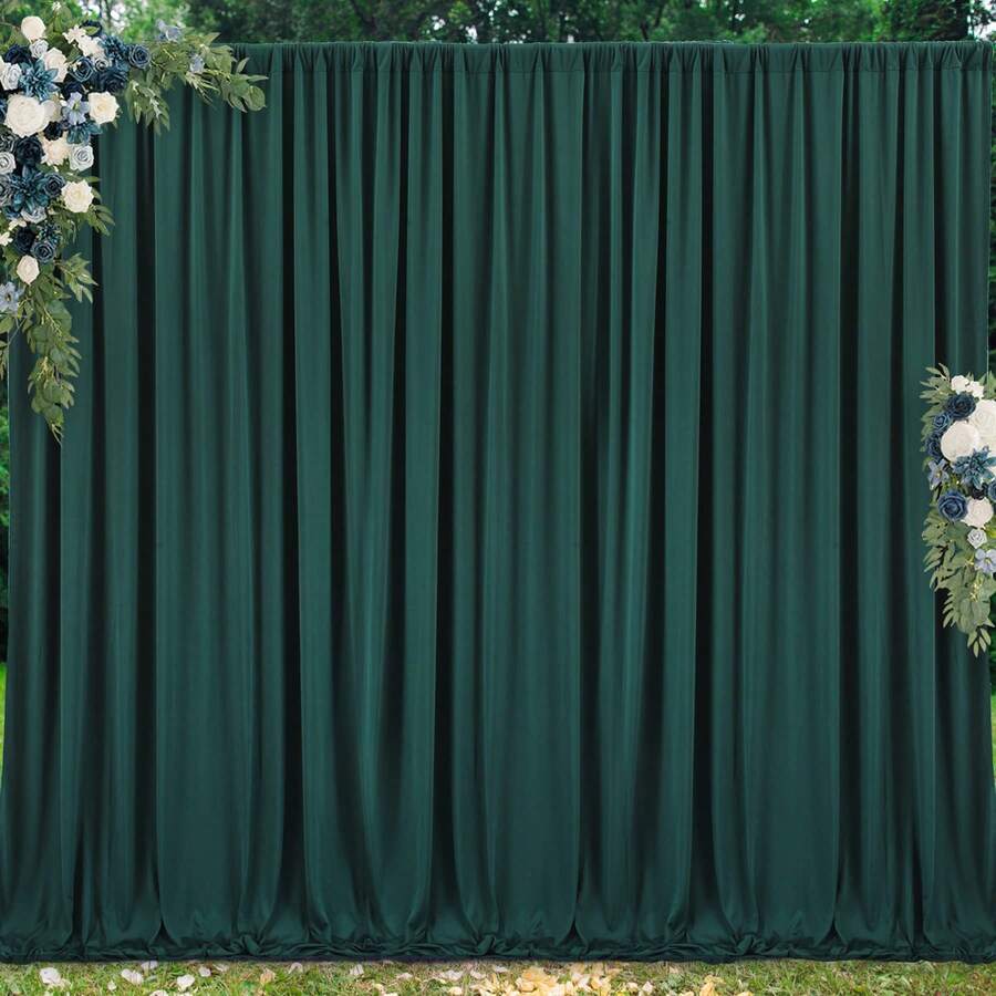 5ft X 7ft/8ft/10ft (Approx. 150cm X 213cm/243cm/304cm) Wrinkle-Free Polyester Photography Backdrop Cloth, Suitable For Weddings, Birthday Parties And Other Events - Dark Green - View 1