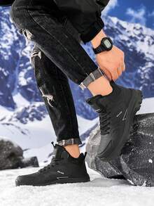 Męskie zimowe buty śniegowe, antypoślizgowe buty sportowe, codzienne, ciepłe, pluszowe, do użytku na zewnątrz, jednokolorowe, sportowe, codzienne