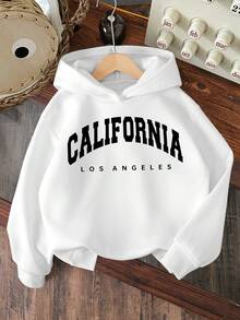 女童字母印花保暖卫衣 - 白色 - 查看 1