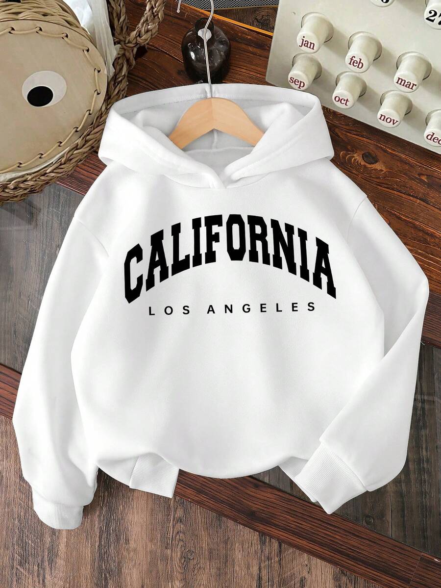 女童字母印花保暖卫衣 - 白色 - 查看 1