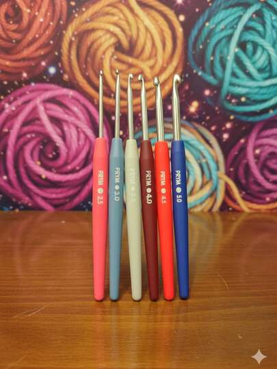 6 PIEZAS Conjunto de ganchos de crochet de acero inoxidable azul con mango de agarre suave, agujas de tejer ergonómicas para amigurumi, manualidades con hilo, regalo de Navidad para principiantes, suministros de artesanía de invierno, herramientas de ganchillo, gancho para ropa