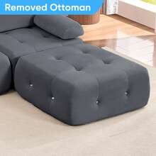 Puremind Modular Sectional Sofa With Ottoman,100inch 3-Seater Sofa Couch With Ottoman,Velvet L Shaped Couch For Living Room - Màu xám đen - Xem 6
