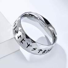 Retro Viking Polished Women'S Ring, Silvery Rhombus Cut Edges Character Ring, Men'S Women'S Wedding Engagement Ring, Party Wearable Ring, Wearable Ring Jewelry, Valentine'S Day Anniversary Gift - 銀色 - 查看 5