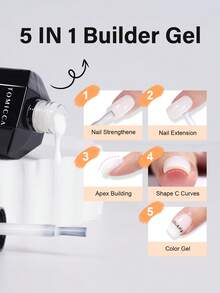 TOMICCA 15ml/1支 瓷白色五合一延长胶，可卸UV/LED凝胶指甲油，适用于指甲延长、加固、美甲装饰和水钻贴片，适合在家DIY美甲贴片或作为礼物赠送 - 白色 - 查看 7