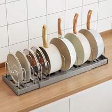 Organizador de Sartenes y Ollas Corredero Porta Sartenes de Cocina Acero inoxidable 9 Compartimentos Ajustables Estante Tapas de Ollas Cajon Gris 2 paquetes Tofaney - blanco 1 pieza - Ver 8
