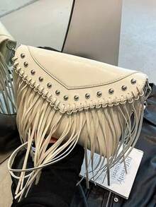 New Stylish And Simple Retro Tassel Messenger Bag Female Spring 2026 New Soft Leather Envelope Shoulder Bag, Suitable For Commuting To Work, School, Shopping, Dating, Travel And Other Occasions. - trắng - Xem 3